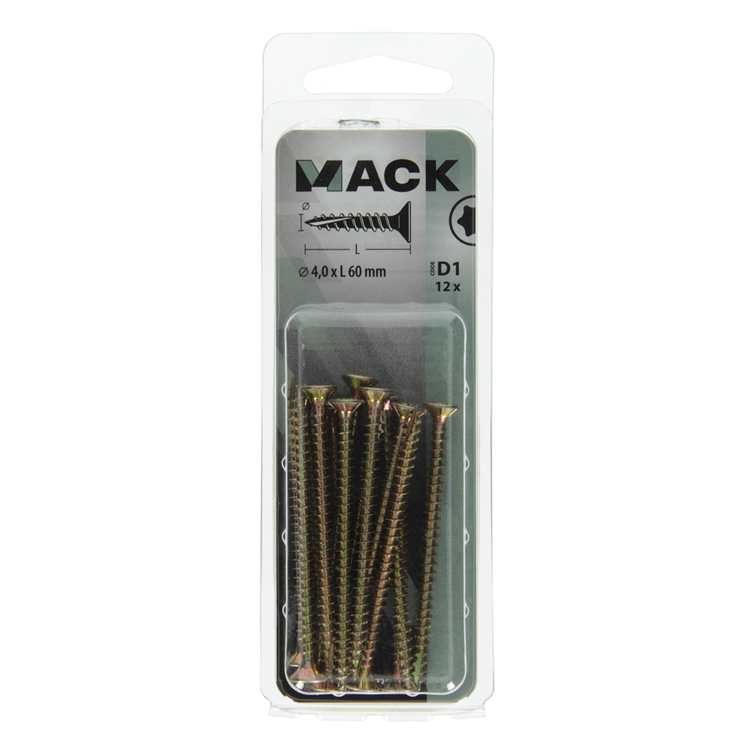 Mack 1017300 – Spanien plschr.vzkop-selbstmontage gelb plattiert 12 Stück 4,0 x 60 mm | 10 Stück