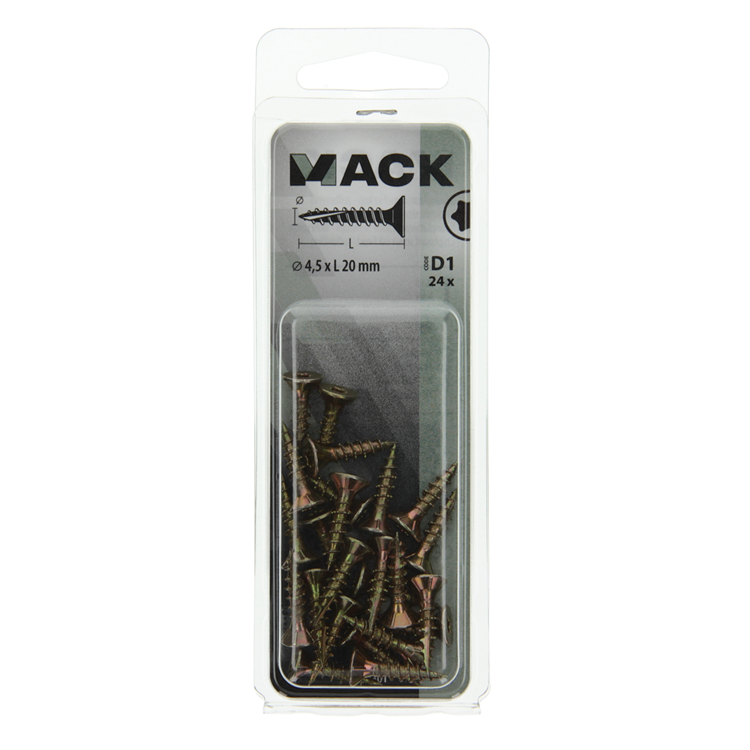Mack 1017301 - spanienplschr.vzkop-selbstmontage gelb plattiert 24 Stück 4,5 x 20 mm | 10 Stück