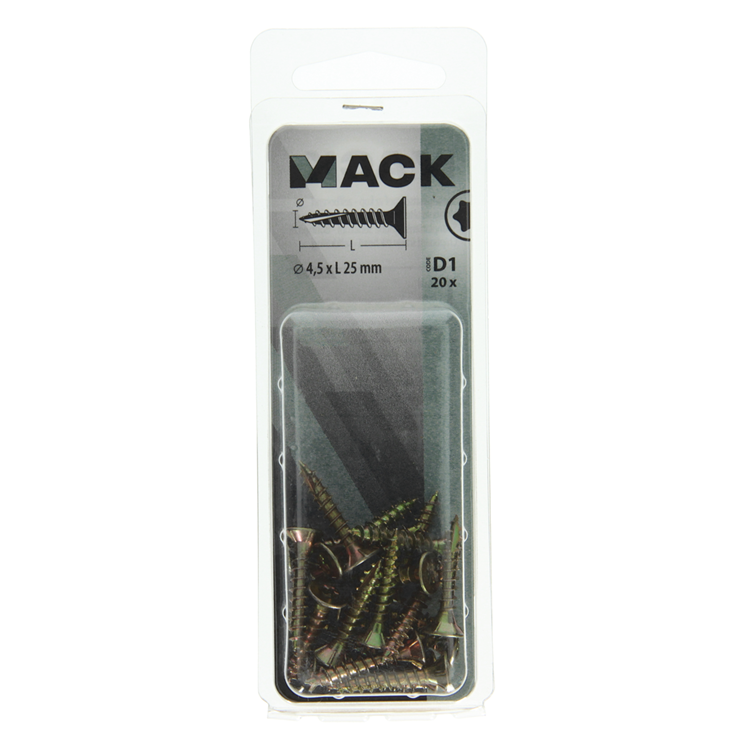 Mack 1017302 - spanienplschr.vzkop-selbstmontage gelb plattiert 20 Stück 4,5 x 25 mm | 10 Stück