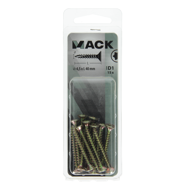 Mack 1017305 - spanienplschr.vzkop-selbstmontage gelb plattiert 15 Stück 4,5 x 40 mm | 10 Stück