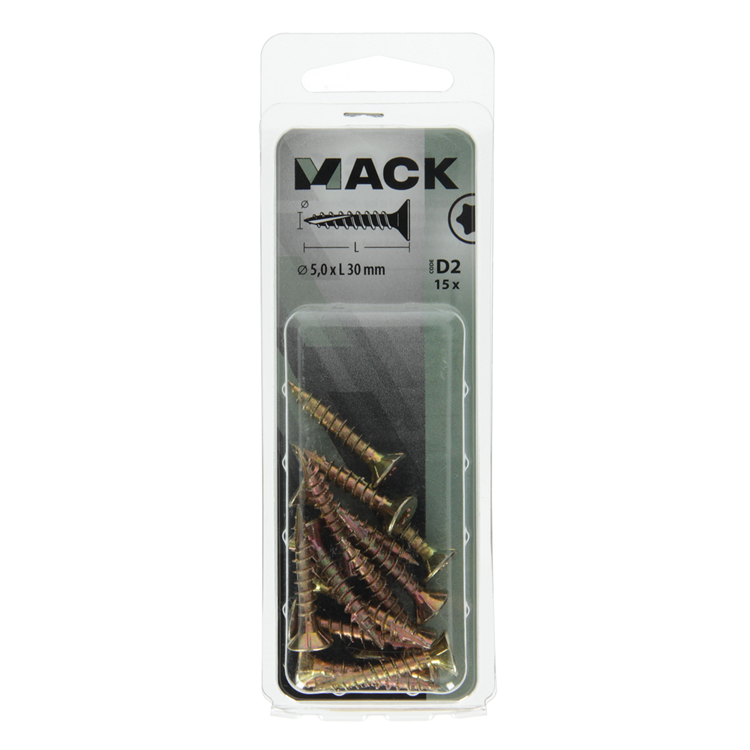 Mack 1017311 - spainplschr.vzkop-selfb. gelb plattiert 15 Stück 5,0 x 30 mm | 10 Stück