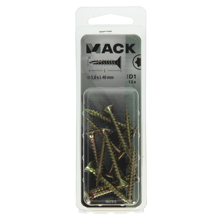 Mack 1017312 - spanienplschr.vzkop-selbstmontage gelb plattiert 12 Stück 5,0 x 40 mm | 10 Stück