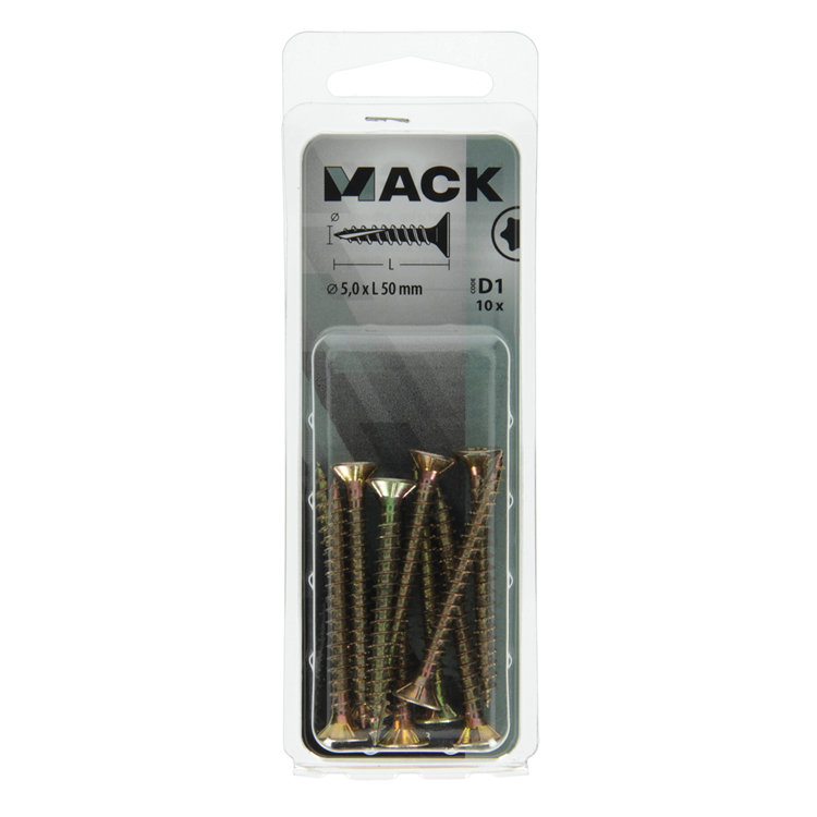 Mack 1017313 - spainplschr.vzkop-selfb. gelb plattiert 10 Stück 5,0 x 50 mm | 10 Stück