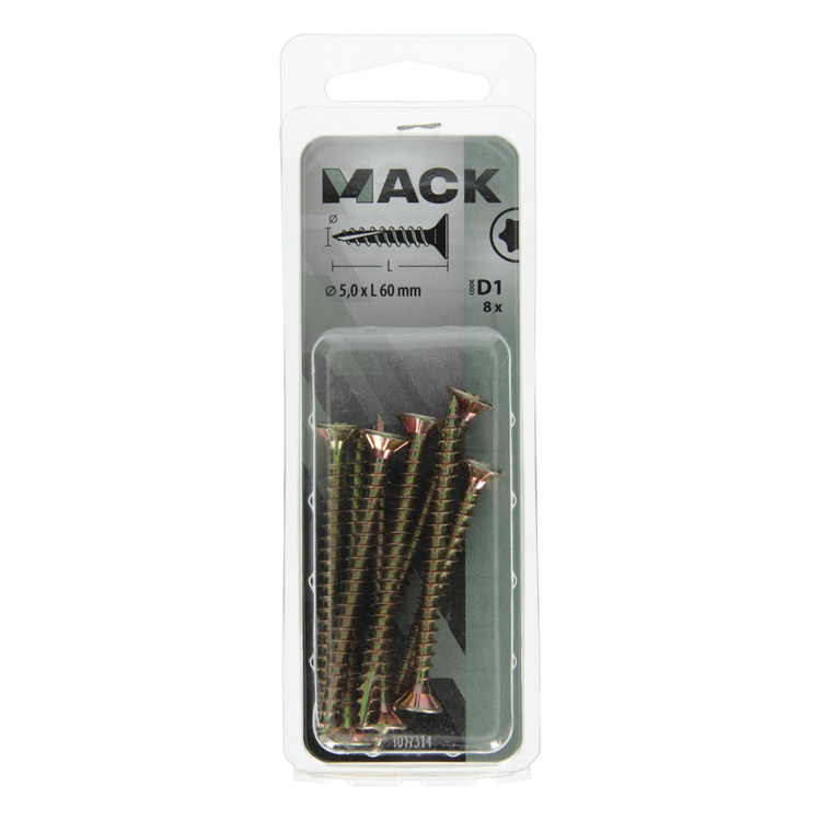 Mack 1017314 - spainplschr.vzkop-selfb. gelb plattiert 8 Stück 5,0 x 60 mm | 10 Stück