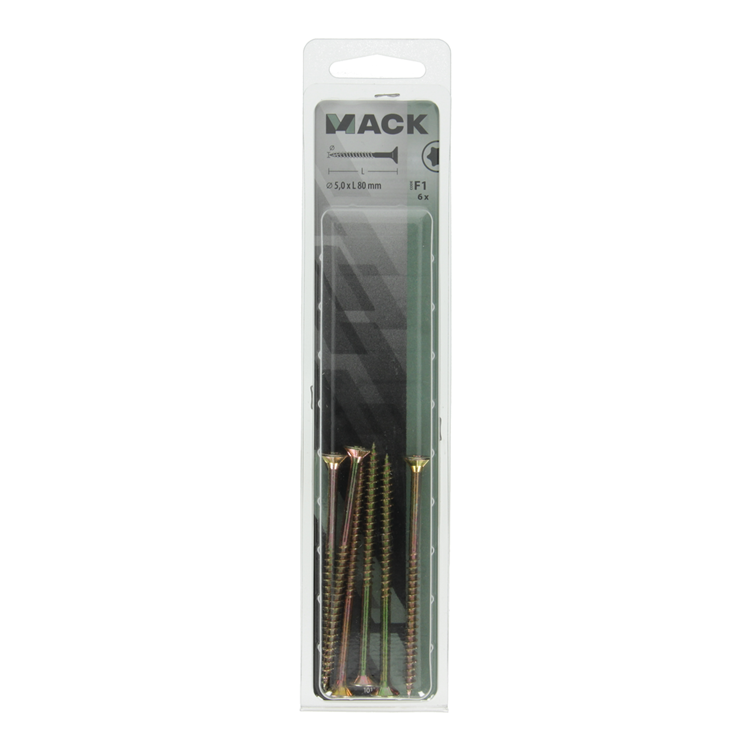 Mack 1017316 - spanienplschr.vzkop-selbstmontage gelb plattiert 6 Stück 5,0 x 80 mm | 5 Stück