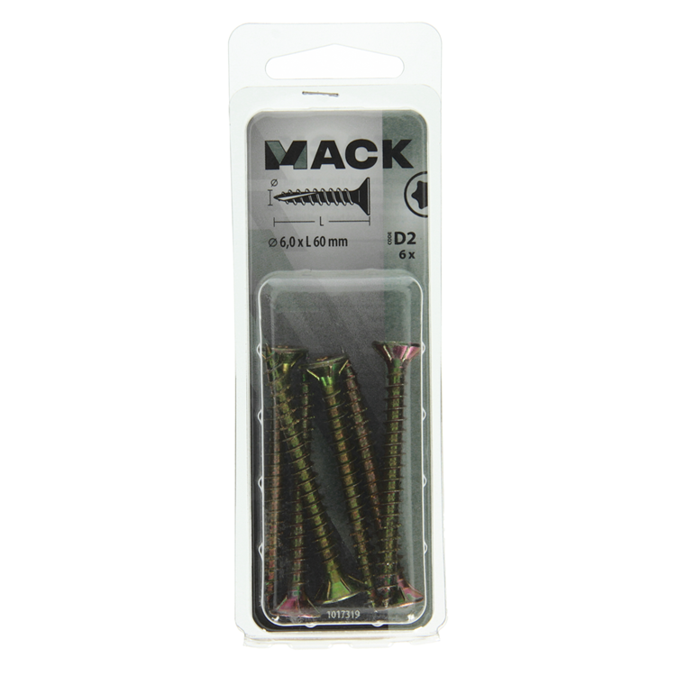 Mack 1017319 - spainplschr.vzkop-selfb. gelb plattiert 6 Stück 6,0 x 60 mm | 10 Stück