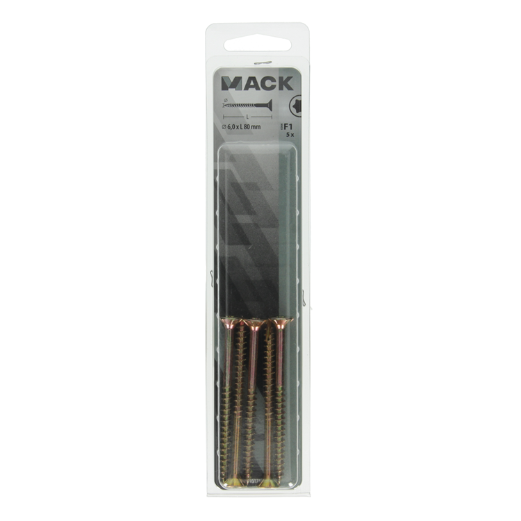 Mack 1017320 - spanienplschr.vzkop-selbstmontage gelb plattiert 5 Stück 6,0 x 80 mm | 5 Stück