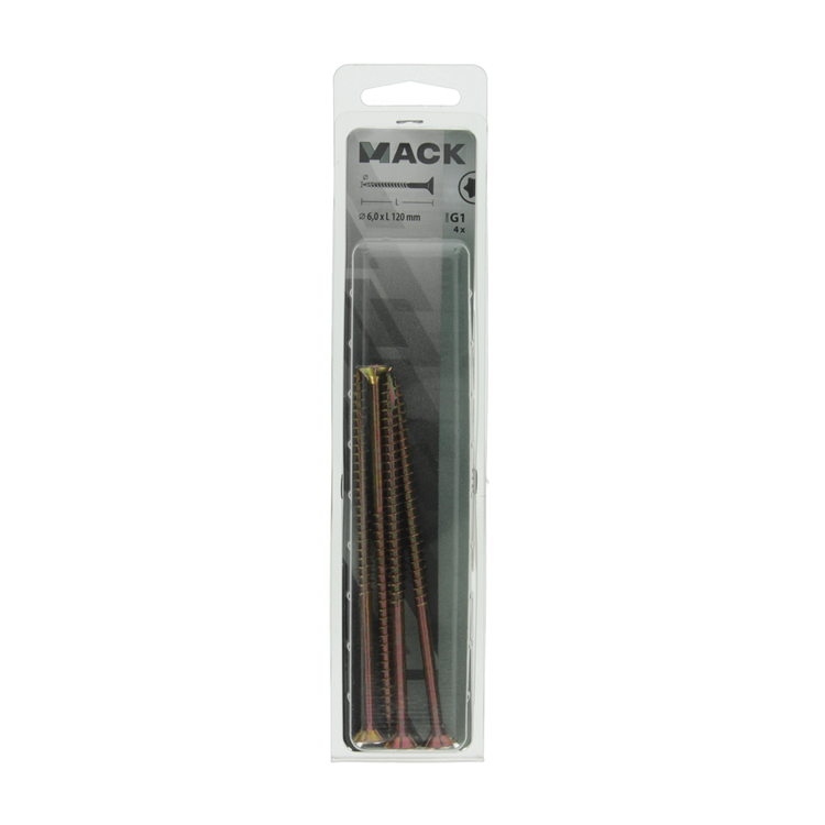 Mack 1017322 - spainplschr.vzkop-selfb. gelb plattiert 4 Stück 6,0 x 120 mm | 5 Stück