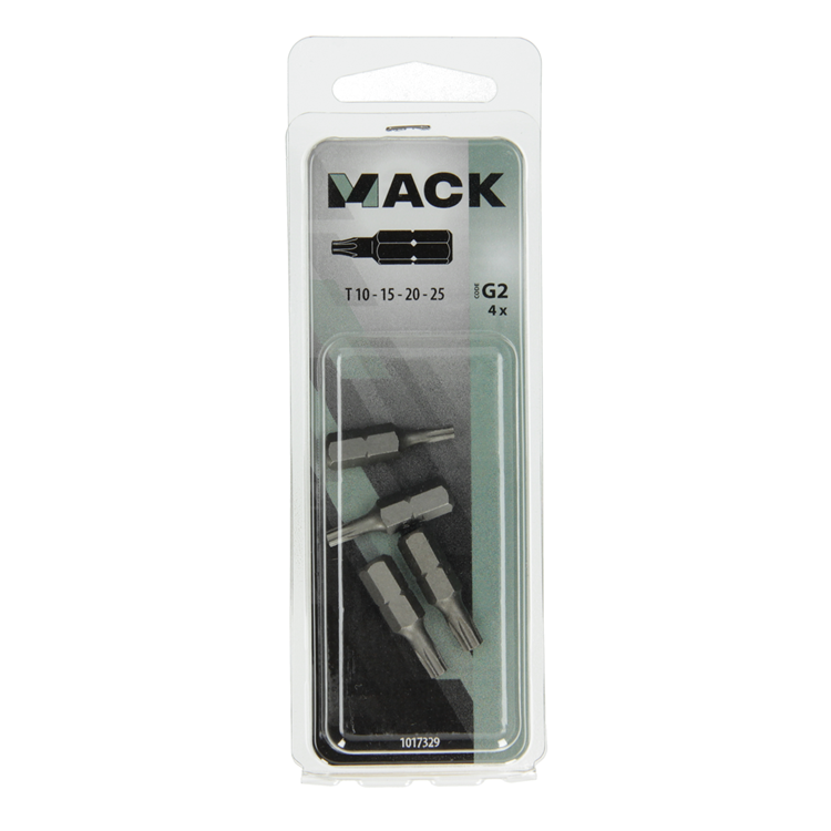 Mack 1017329 - Torx-Schraubenbit Stahl unbehandelt 4 Stück T10-15 20-25 | 10 Stück