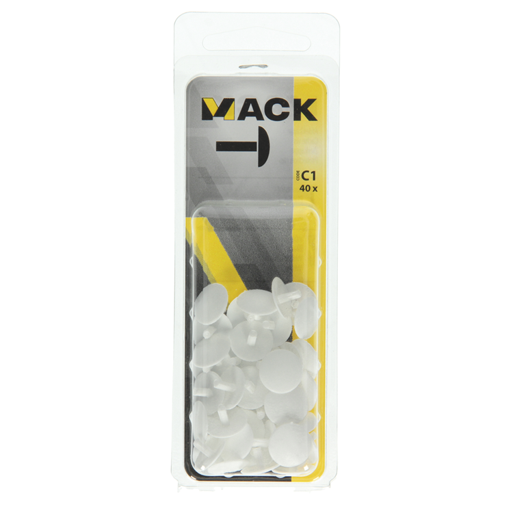 Mack 1017335 - Abdeckkappe Kunststoff weiß 40 Stück | 10 Stück