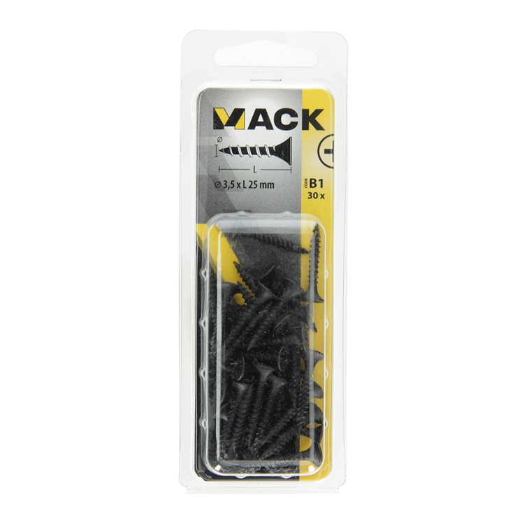 Mack 1017338 - Gipskartonschraube, schwarzes Phosph. 30 Stück 3,5 x 25 mm | 10 Stück