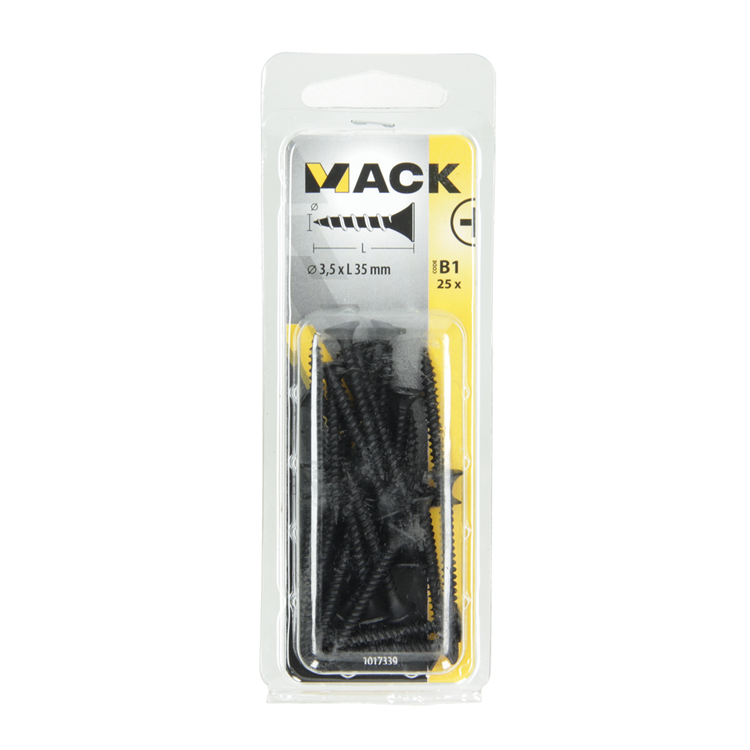 Mack 1017339 - Gipskartonschraube, schwarzes Phosph. 25 Stück 3,5 x 35 mm | 10 Stück