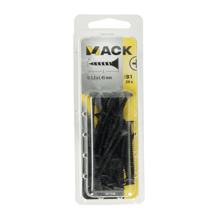 Mack 1017340 - Gipskartonschraube, schwarzes Phosph. 20 Stück 3,5 x 45 mm | 5 Stück