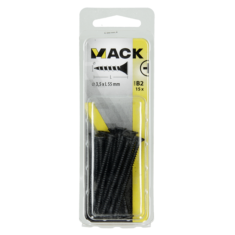 Mack 1017341 - Gipskartonschraube, schwarzes Phosph. 15 Stück 3,5 x 55 mm | 10 Stück