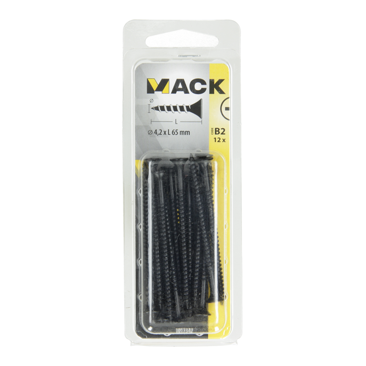 Mack 1017342 - Gipskartonschraube, schwarzes Phosph. 12 Stück 4,2 x 65 mm | 10 Stück
