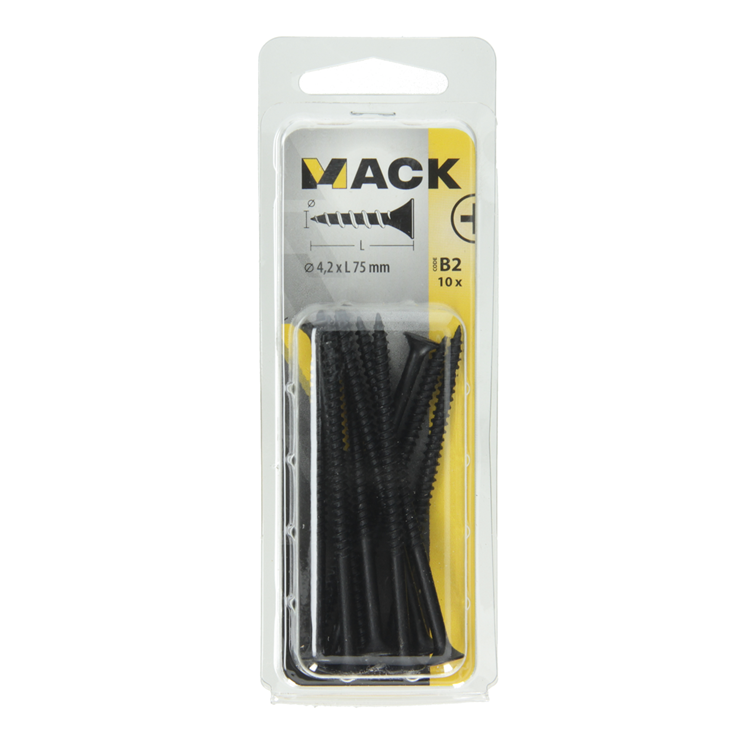 Mack 1017343 - Gipskartonschraube, schwarzes Phosph. 10 Stück 4,2 x 75 mm | 10 Stück