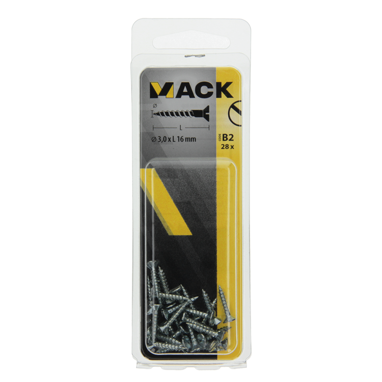 Mack 1017347 - Holzschraube Senkkopf verzinkt 28 Stück 3,0 x 16 mm | 10 Stück