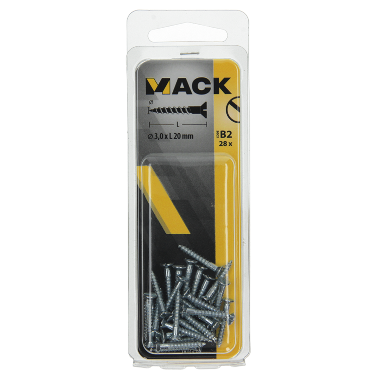 Mack 1017348 - Holzschraube Senkkopf verzinkt 28 Stück 3,0 x 20 mm | 10 Stück