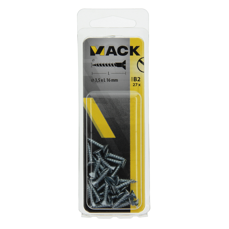 Mack 1017350 - Holzschraube Senkkopf verzinkt 27 Stück 3,5 x 16 mm | 10 Stück