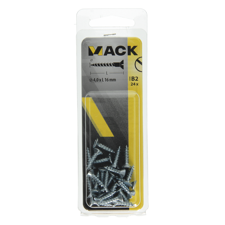 Mack 1017352 - Holzschraube Senkkopf verzinkt 24 Stück 4,0 x 16 mm | 10 Stück