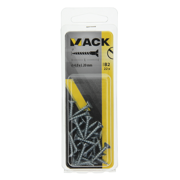 Mack 1017353 - Holzschraube Senkkopf verzinkt 22 Stück 4,0 x 20 mm | 10 Stück