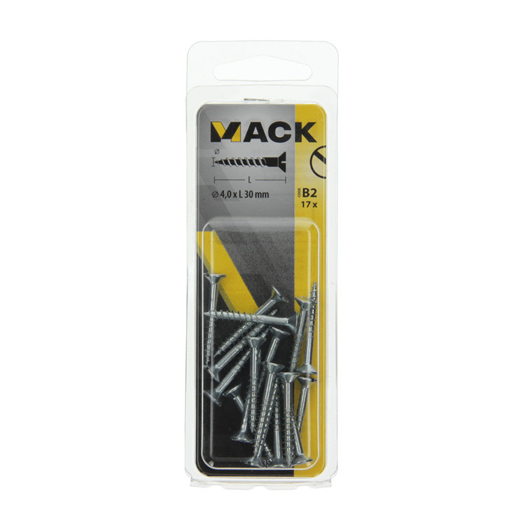 Mack 1017355 - Holzschraube Senkkopf verzinkt 17 Stück 4,0 x 30 mm | 10 Stück