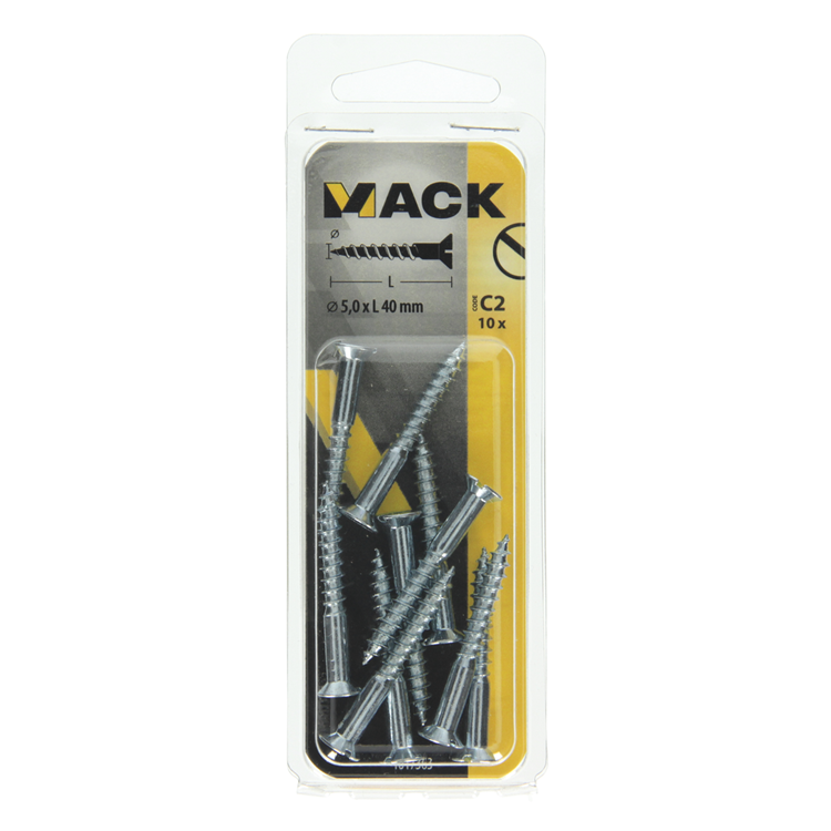 Mack 1017363 - Holzschraube Senkkopf verzinkt 10 Stück 5,0 x 40 mm | 10 Stück