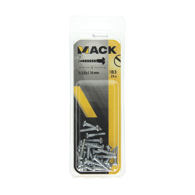 Mack 1017368 - Holzschraube Linsenkopf Stahl verzinkt 25 Stück 3,0 x 16 mm | 10 Stück