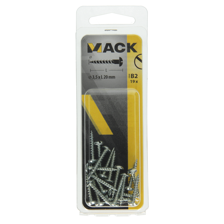 Mack 1017370 - Holzschraube Linsenkopf Stahl verzinkt 19 Stück 3,5 x 20 mm | 10 Stück