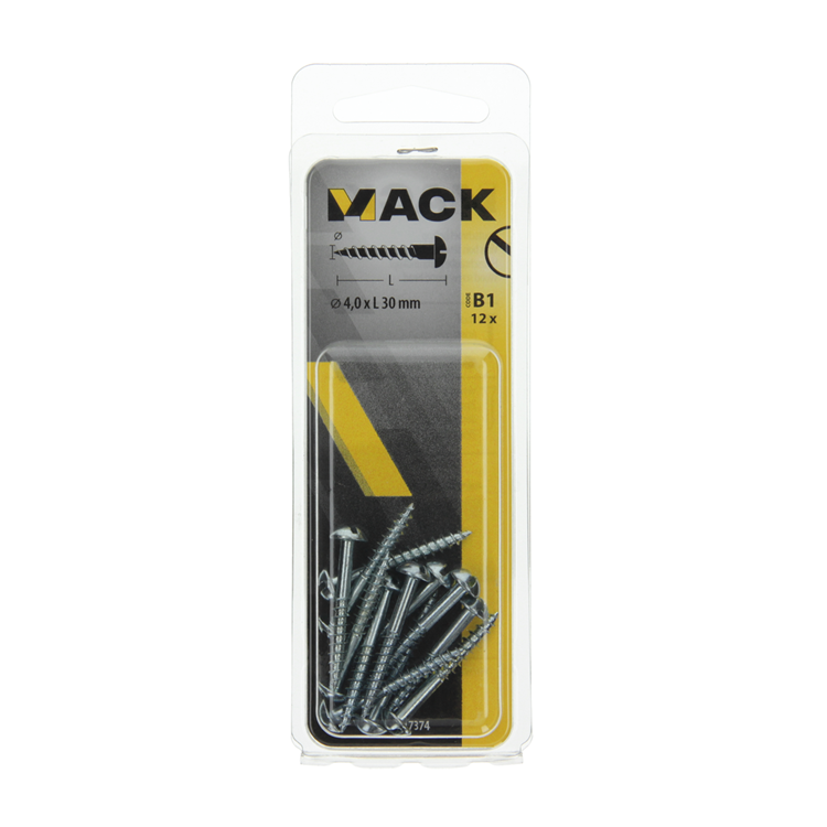 Mack 1017374 - Holzschraube Linsenkopf Stahl verzinkt 12 Stück 4,0 x 30 mm | 10 Stück