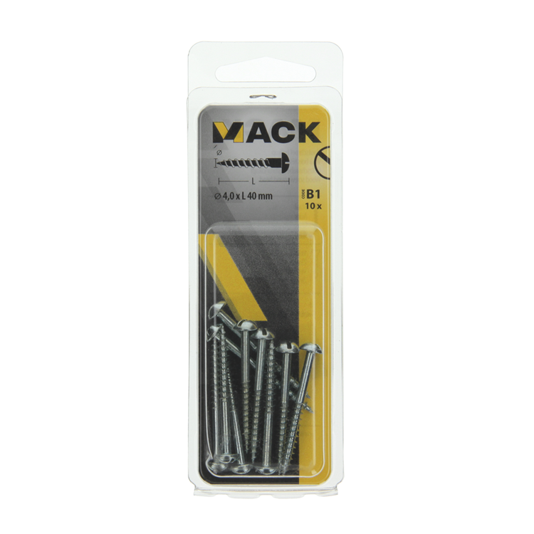 Mack 1017375 - Holzschraube Linsenkopf Stahl verzinkt 10 Stück 4,0 x 40 mm | 10 Stück