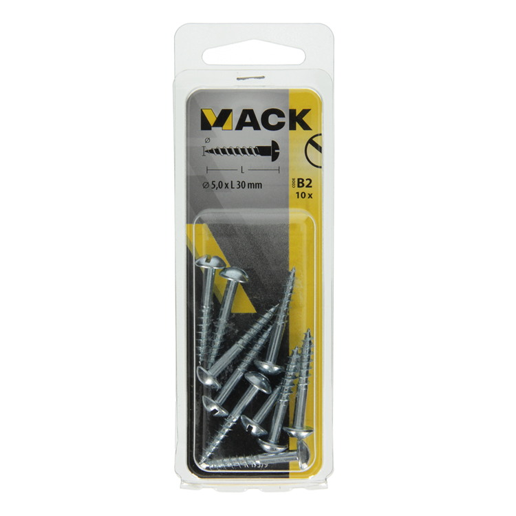 Mack 1017379 - Holzschraube Linsenkopf Stahl verzinkt 10 Stück 5,0 x 30 mm | 10 Stück