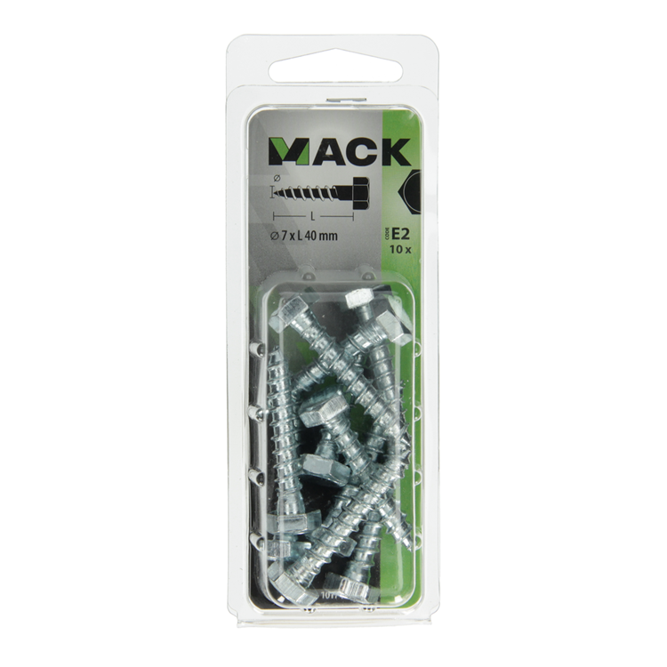 Mack 1017408 - Holzgewindebolzen Stahl verzinkt 10 Stück 7 x 40 mm | 5 Stück