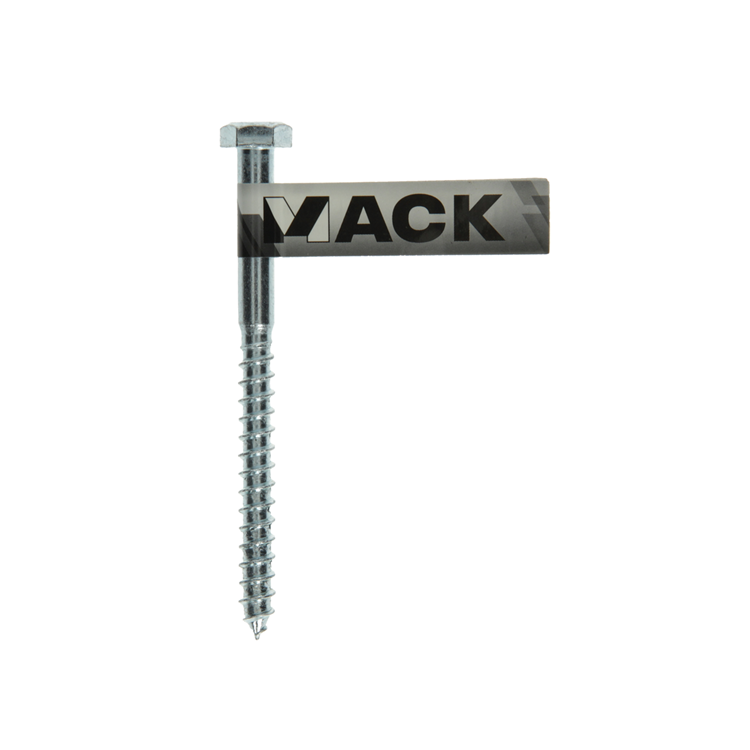 Mack 1017419 - Holzgewindebolzen Stahl verzinkt 1 Stück 8 x 100 mm | 10 Stück