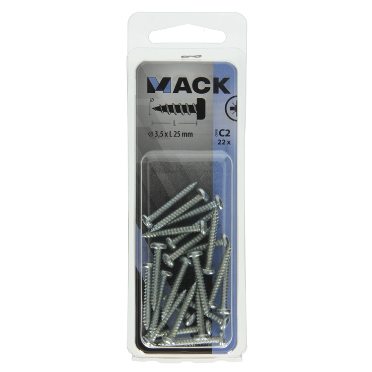 Mack 1017441 - selbstschneidende Schraube Zyl. Kopf verzinkt 22 Stück 3,5 x 25 mm | 10 Stück