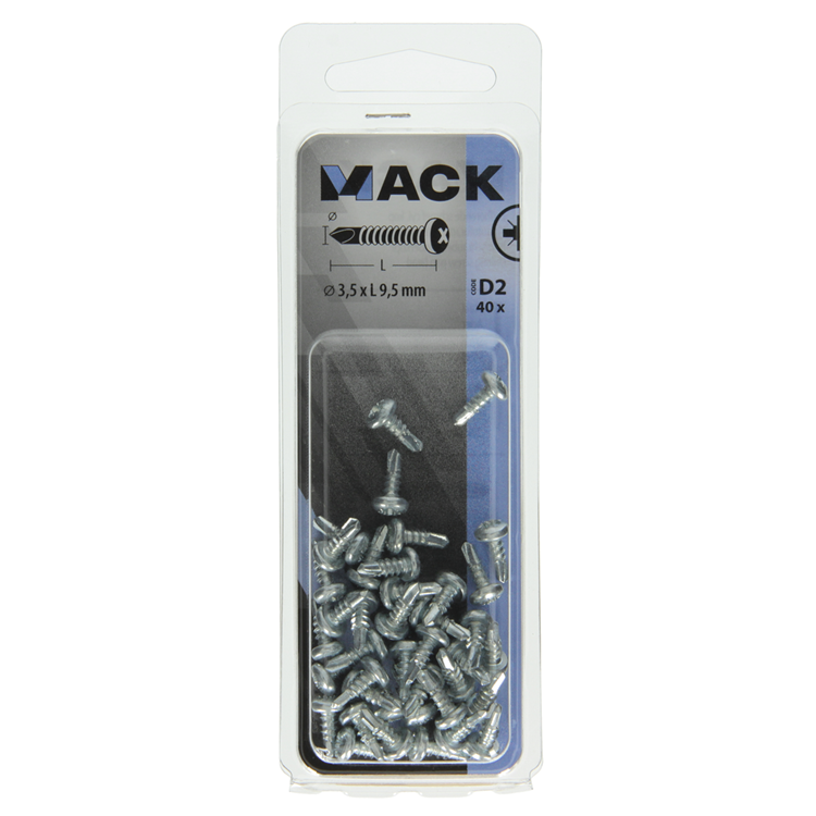 Mack 1017467 – selbstbohrende Schraube Zyl. Kopfkond. 40 Stück 3,5 x 9,5 mm | 10 Stück