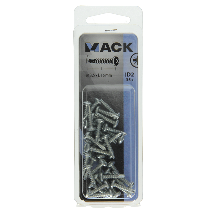 Mack 1017468 – selbstbohrende Schraube Zyl. Kopfkond. 35 Stück 3,5 x 16 mm | 10 Stück