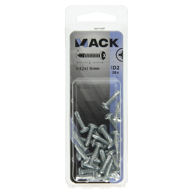 Mack 1017469 – selbstbohrende Schraube Zyl. Kopfkond. 28 Stück 4,2 x 16 mm | 10 Stück