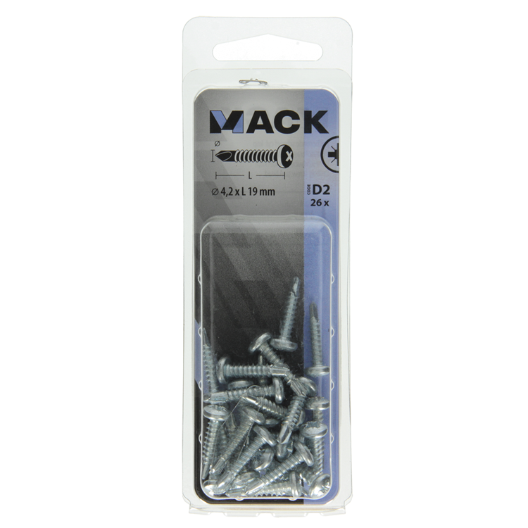 Mack 1017470 – selbstbohrende Schraube Zyl. Kopfkond. 26 Stück 4,2 x 19 mm | 10 Stück