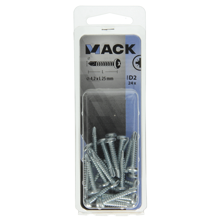 Mack 1017471 – selbstbohrende Schraube Zyl. Kopfkond. 24 Stück 4,2 x 25 mm | 10 Stück
