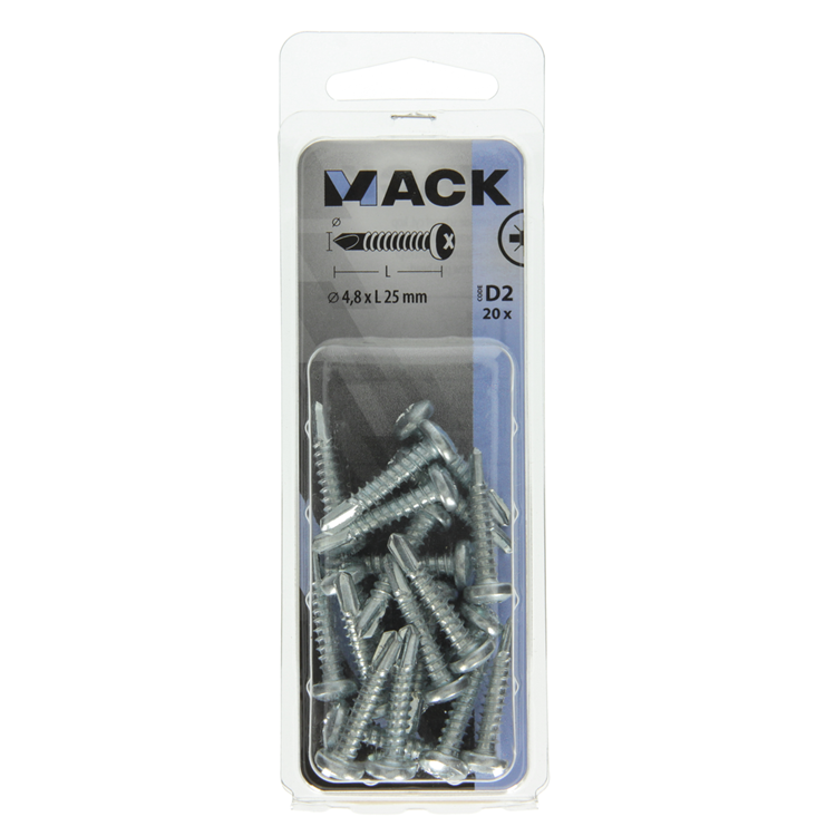 Mack 1017472 – selbstbohrende Schraube Zyl. Kopfkond. 20 Stück 4,8 x 25 mm | 10 Stück