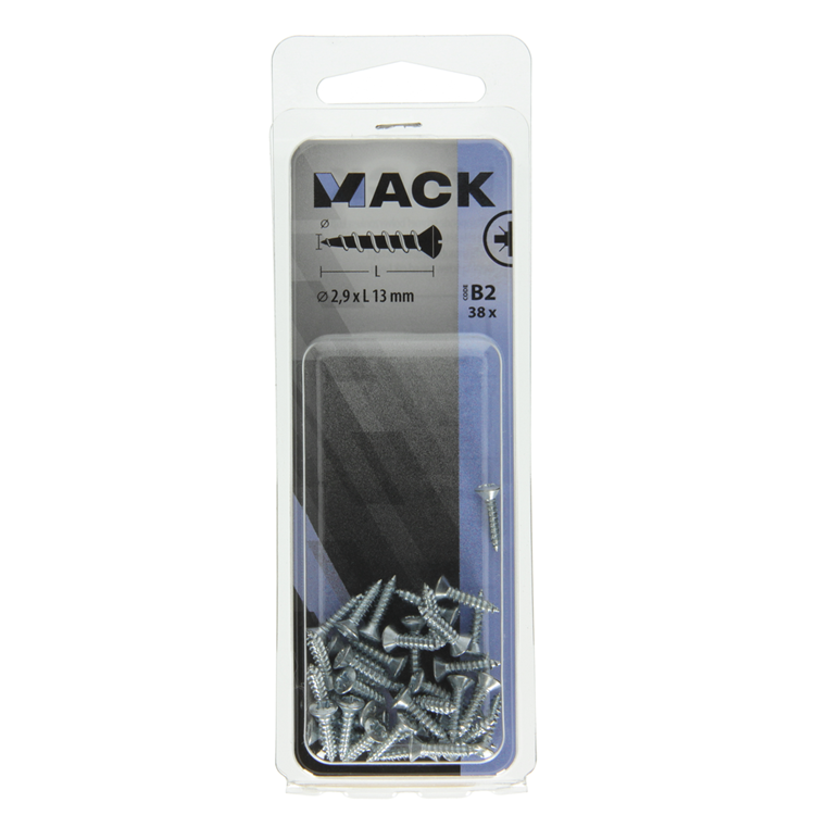 Mack 1017482 – selbstschneidende Schraube BVK verzinkt 38 ​​Stück 2,9 x 13 mm | 10 Stück