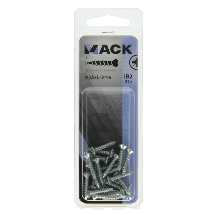 Mack 1017484 – selbstschneidende Schraube BVK-beschichtet 22 Stück 3,5 x 19 mm | 10 Stück