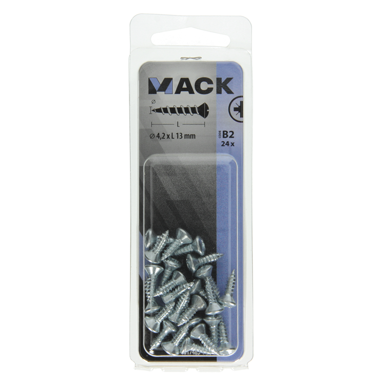 Mack 1017485 – selbstschneidende Schraube BVK verzinkt 24 Stück 4,2 x 13 mm | 10 Stück