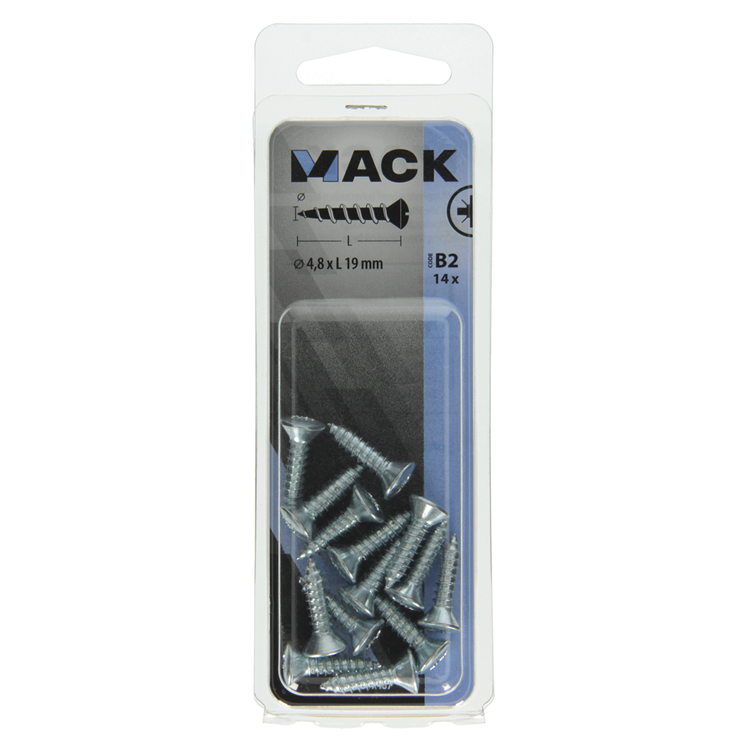 Mack 1017487 – selbstschneidende Schraube BVK verzinkt 14 Stück 4,8 x 19 mm | 10 Stück