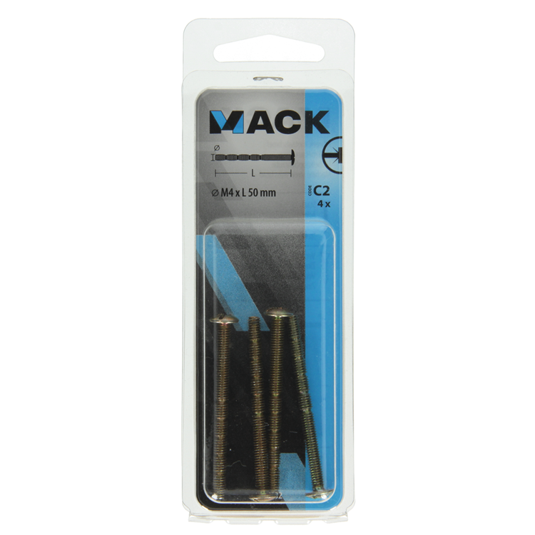 Mack 1017532 – abbrechbare Metallschraube verzinkt. 4 Stück m4 x 50 mm | 10 Stück