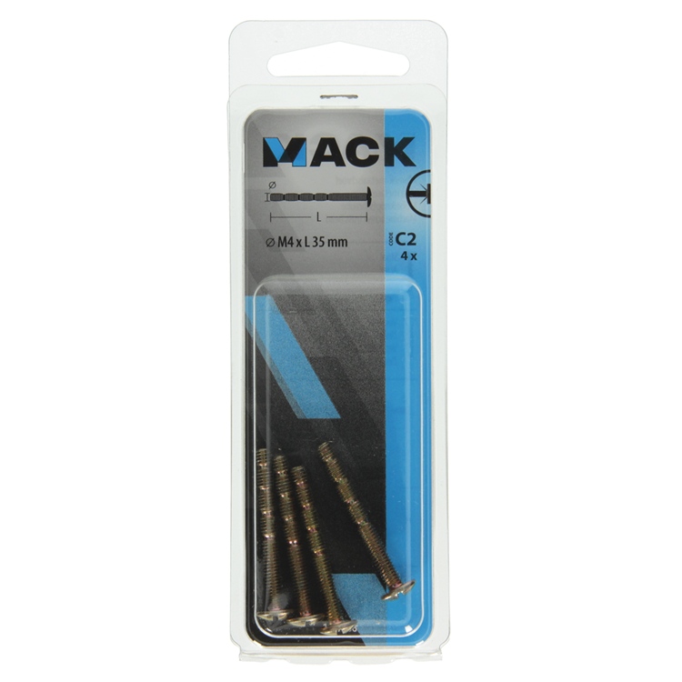 Mack 1017538 – abbrechbare Metallschraube verzinkt. 4 Stück m4 x 35 mm | 10 Stück