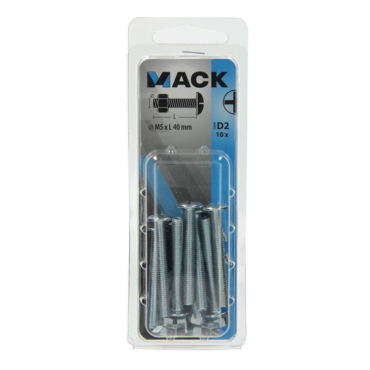 Mack 1017548 – Heizungsschraube + Mutter aus verzinktem Stahl, 10 Stück, M5 x 40 mm | 5 Stück