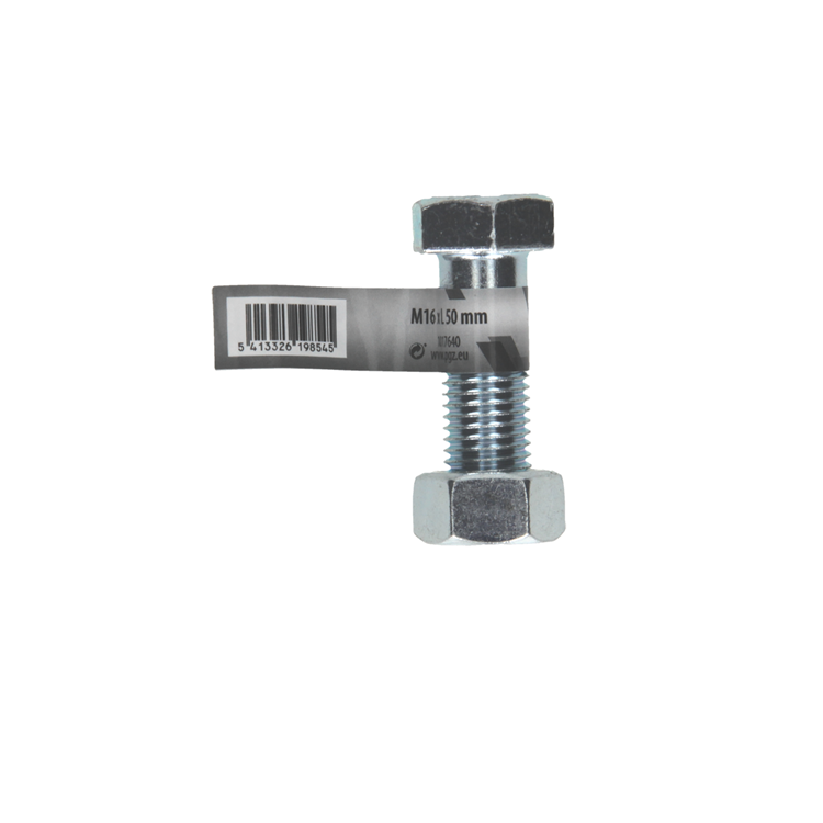 Mack 1017640 – Mechanikschraube + Mutter aus verzinktem Stahl 1 Stück M16 x 50 mm | 10 Stück