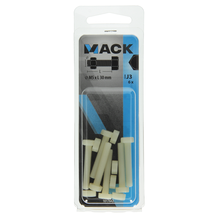 Mack 1017642 – Hahnschraube + Mutter Nylon 6 Stück M5 x 30 mm | 10 Stück